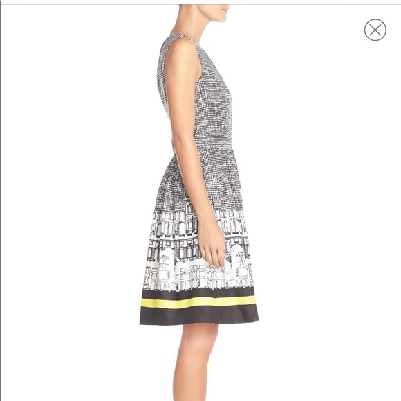 Ellen Tracy Pleated Twill Fit Flare Dress 2 - Picture 3 of 5